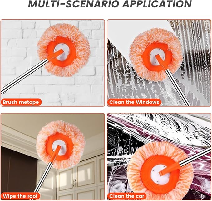 Spin Mop for Floor Cleaning360° Rotatable Adjustable Cleaning Mop with 4 Mop HeadExtendable Wall Cleaning Mop Wall Cleaning Bathroom Cleaning Household Supplies