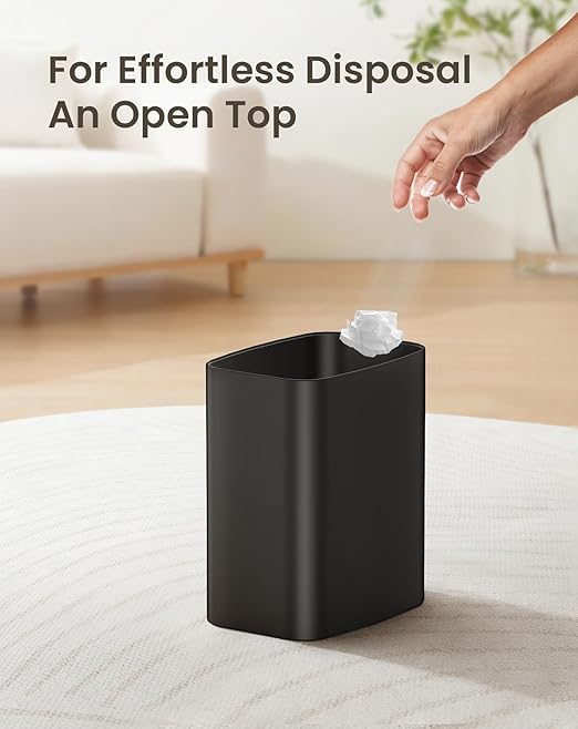 Cesun 3.4 Gallon Bathroom Trash Can Small Office Garbage Can Slim Metal Waste Basket for Bedroom Dorm Toilet Near Desk Under Sink RV (Black)