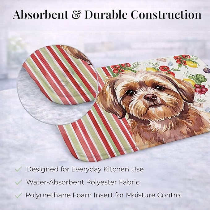 Caroline's Treasures Liver Shih Tzu Vegetables Dish Drying Mat Absorbent Dish Drying Mat Pad for Kitchen Counter Dish Drainer Mat for Countertop 14 x 21 Multicolor