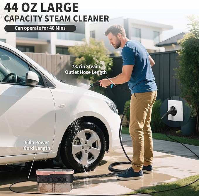 2500W Portable Steamer for Cleaning Handheld Steam Cleaner for Home 6 Steam Levels 10s Heat-Up High Heat Steamer for Car Detailing Furniture Couch Bed Bugs House Windows (Black)