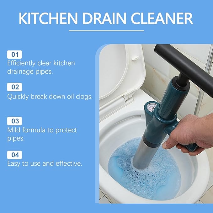 Kitchen Drain Unclogger - Dissolves Hair Grease &amp Grime Eliminates Odors Restores Drain Flow Instantly(1PCS)