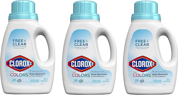 Clorox 2 for Colors Free &amp Clear Stain Remover and Color Brightener 33 Ounces (package May Vary) (Three Pack)
