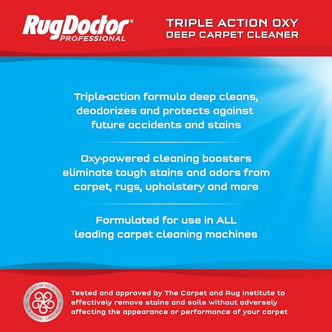 Rug Doctor Triple Action Oxy Deep Carpet Cleaner 48 oz. Deep Cleans Deodorizes &amp Protects Concentrated Professional-Grade 3X Action Formula