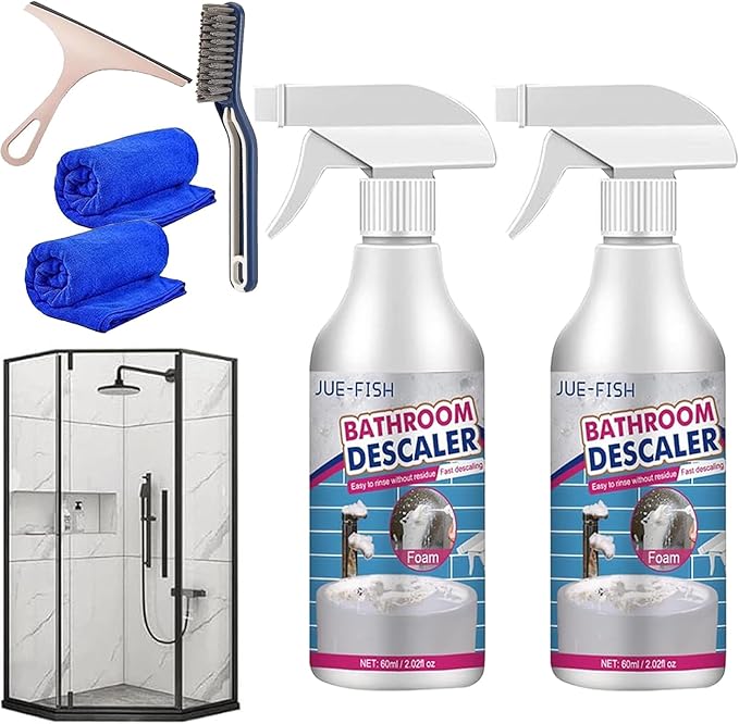 Bathroom Descaler Foam Cleaner 2025 New Bathroom Descaler Cleaner Stubborn Stains Cleaner Limescale Cleaner All Purpose Rinse Free Cleaning Spray for Bathtub Sink Toilet Tiles (2Pcs)