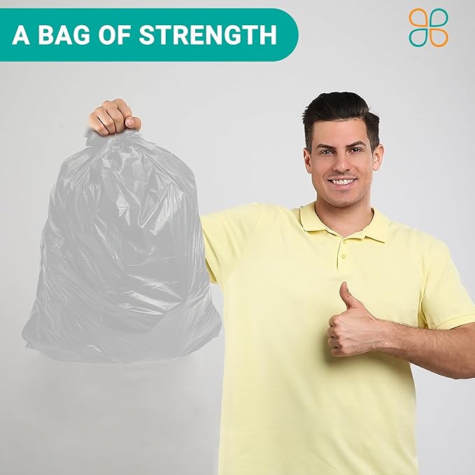 PlasticMill Heavy Duty Trash Bags - Clear Garbage Bags - Plastic Trash Bags - Kitchen Bathroom Office Garbage Bags Trash Can Liners - 7-10 Gallon Small Trash Bags 8 Microns 24x24 (1000-Count)