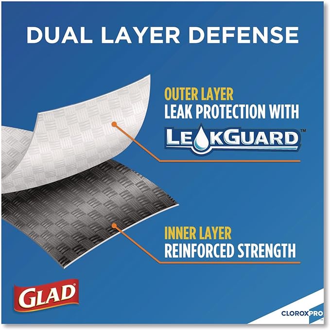 Glad ForceFlexPlus Tall Kitchen Drawstring Trash Bags -13 Gallon White Trash Bag OdorShield -100 Count (Packaging May Vary) Pack of 6