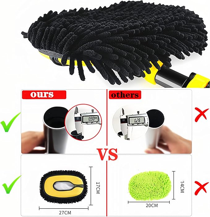 Upgrade Car Wash Brush Mop with Long HandleMicrofiber Mitt Car Cleaning Supplies Kit Car Wash Kit Tools Accessories
