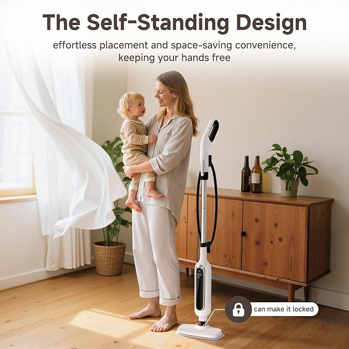 12-in-1 Steam Mop with Mops Detachable Handheld Steam Cleaner for Home 23FT Cord 3 Steam Modes &amp LED Display Steam Mops for Floor Cleaning Bathroom Windows Sofas Clothes Tile Grout Carpet
