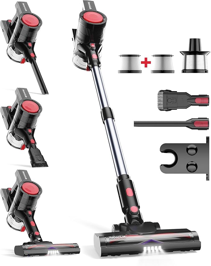 Cordless Vacuum Cleaner 45KPA Stick Vacuum Cleaners for Home with Up to 45 Mins Runtime 6-in-1 Rechargeable Lightweight Vacuum with Powerful Suction for Carpets Pet Hair Hardwood Floors