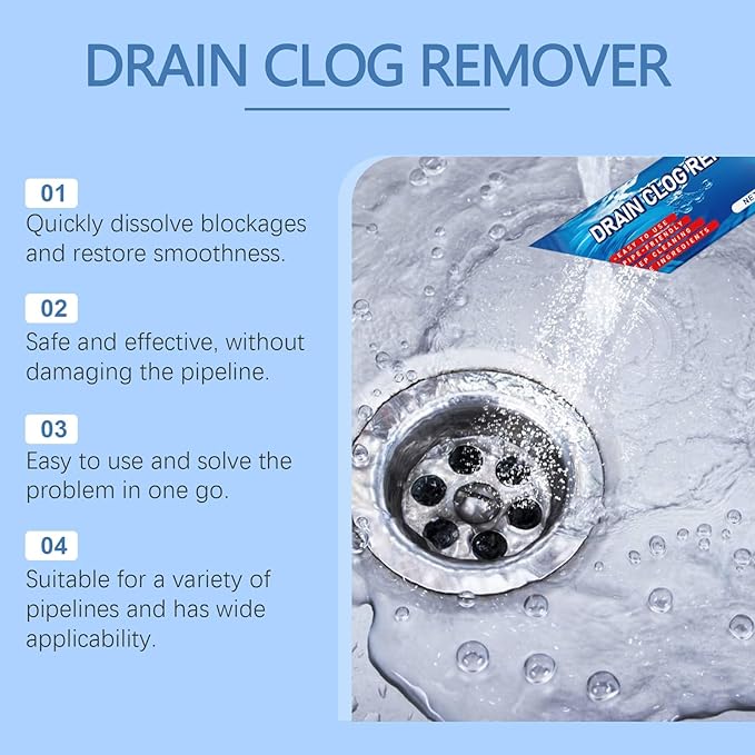 Drain Unclogging and Cleaning Powder - Kitchen &amp Bathroom Pipe Cleaner Removes Blockages Dirt Odors and Leaves A Fresh Scent(1PCS)