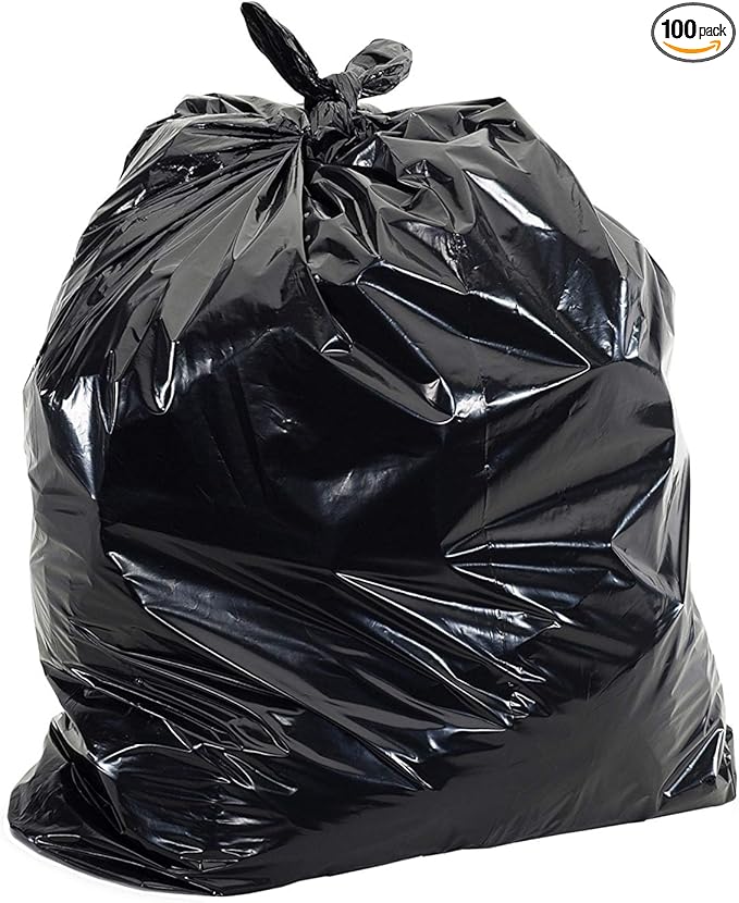 Aluf Plastics 56 Gallon 1.6 MIL Black Heavy Duty Garbage Bags - 43 x 47 - Pack of 100 - For Contractor Industrial Healthcare &amp Municipal
