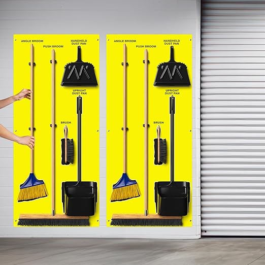 Clean &amp Sweep 5S Shadow Board/Wall Mount Broom Holder 68 x 30 Board 5S Cleaning Station - Board Only Tools Sold Separately Made in The USA by AccuformNMC Yellow/Black PSB714YLBK