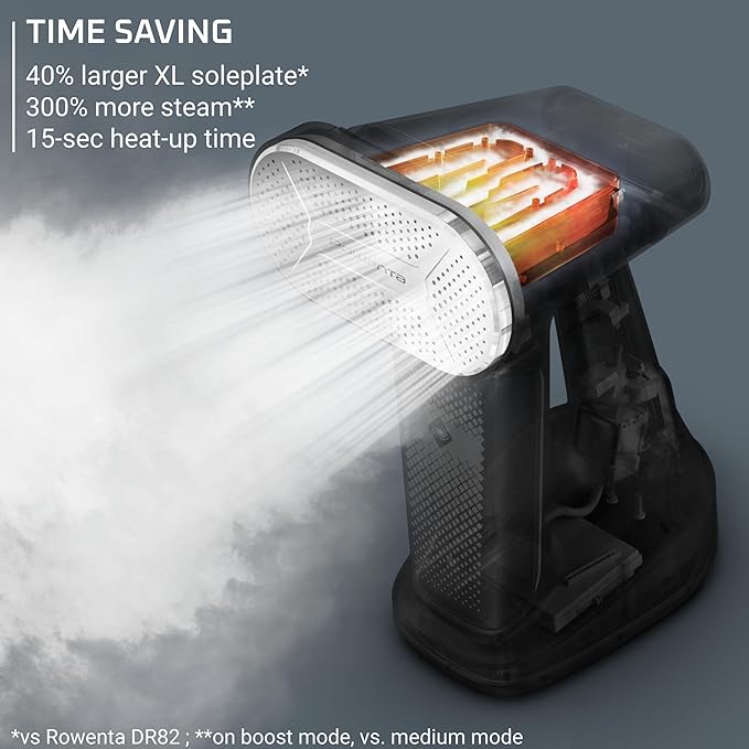 Rowenta Handheld Steamer for Clothes Pure Force 2in1 Steamer &amp Iron 1875W Vertical/Horizonal Steaming &amp Ironing Lightweight Auto-off XL power 1875 Watts DR8822