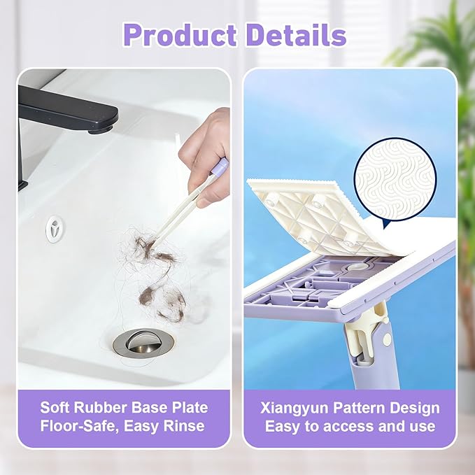 Lazy Mop Snap Grip Mini Mop for Dry &amp Wet Disposable Pads Cloth Changing &amp Zero Touch Mini Mopa with Sweeping &amp Mopping Long Handle Disposable Dust Mop for Hardwood Tile Floor Small S
