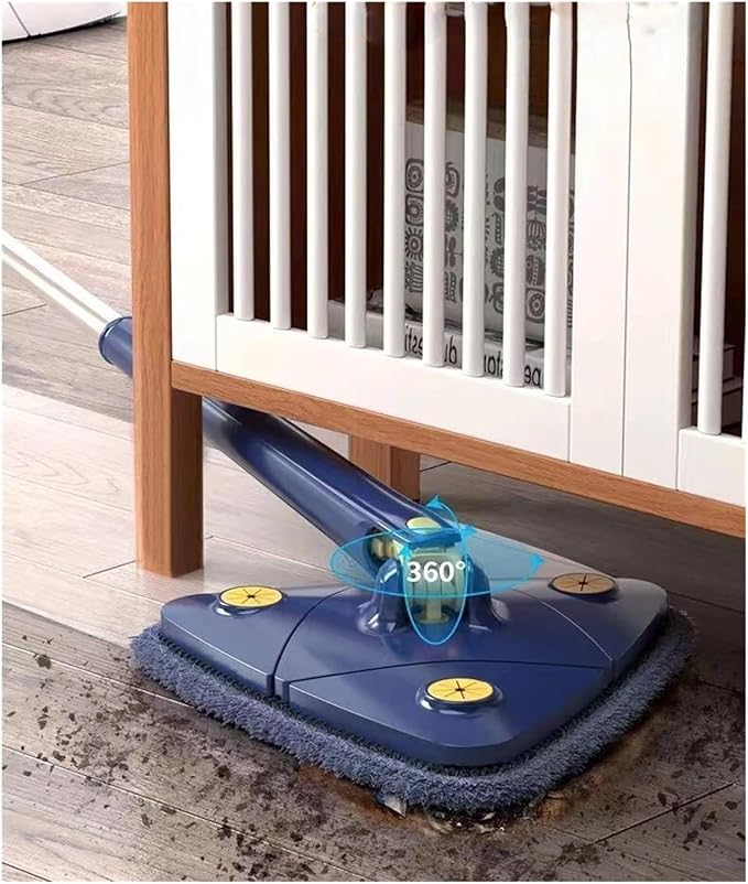 Extended Triangle Mop 360 Twist Squeeze Wringing XType Window Glass Toilet Bathrrom Floor Household Cleaning Ceiling Dusting(Yellow)