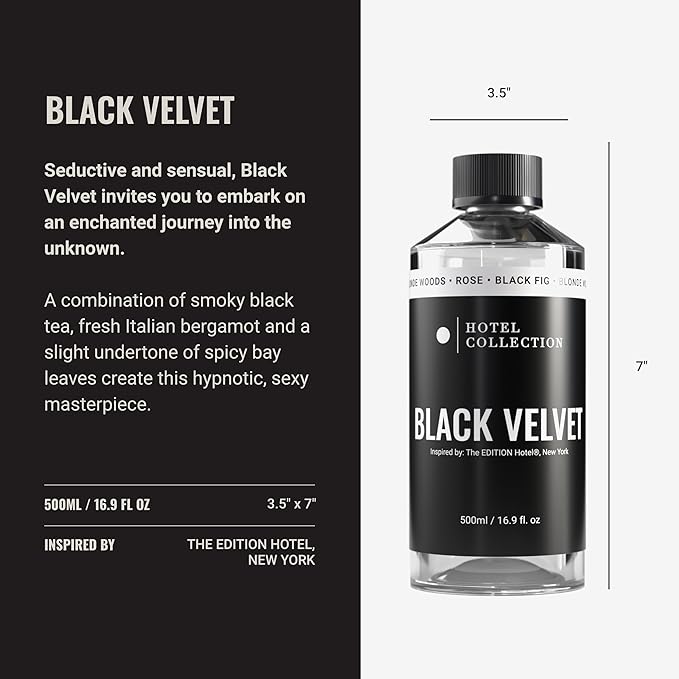 Hotel Collection Diffuser Oil - Black Velvet - Aromatherapy Essential Fragrance Oil - Blonde Woods Rose and Black Fig - 500ML 16.9 Fl oz