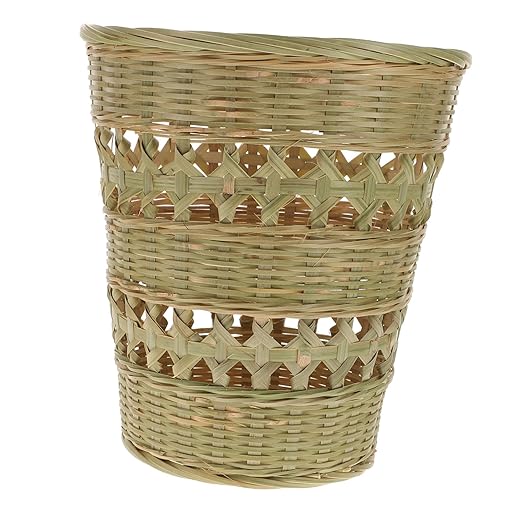 Handmade Woven Trash Can Wastebasket Multi-Function Storage Basket Material Rustic Home Decor