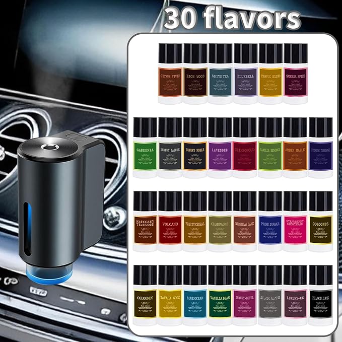 Car Air Freshener Refill Cologne Aromatherapy Oil 30 PCS Essential Oils Mixed Fragrance Set for Car Diffusers (No Diffuser Included)