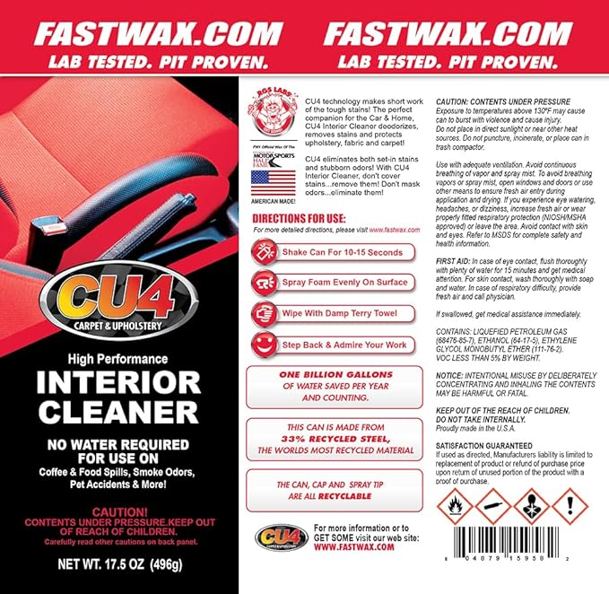 CU4 Carpet &amp Upholstery Cleaner – Stain Remover &amp Odor Eliminator for Fabric Carpet &amp Upholstery 3-Pack