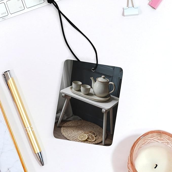 5PCS Car Air Freshener Hanging Personalized Double Sided Tea Set Lemons Car Fresheners Long Lasting New Cars Scents Cute Automotive Freshies for Closets Drawers (tea)