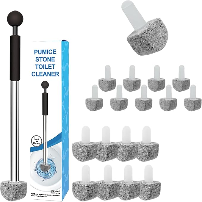 Pumice Stone Toilet Bowl Cleaner with 1Toilet Handle and 7 Cleaning Stone+Extra 10Pack Refills