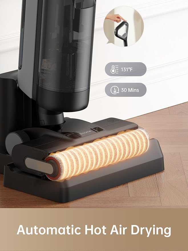DREAME H12 Dual Vacuum Mop 4-in-1 Cordless Vacuum Mop Combo Wet Dry Vacuum Cleaner for Hard Floor Cordless Vacuum for Multi-Surface One-Step Self Cleaning with Hot Air Drying Black