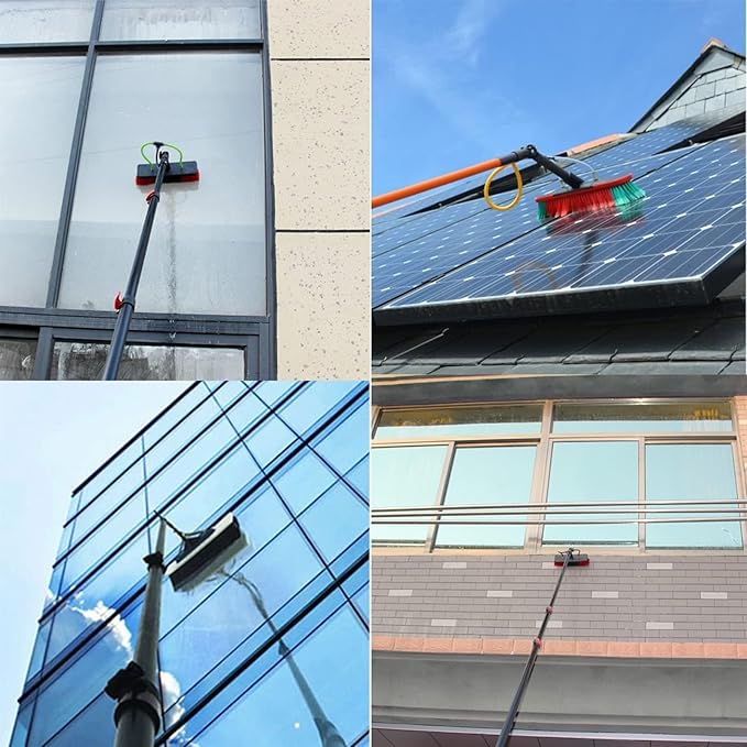 Water Fed Telescopic Brush Window Cleaning Pole Brush Window and Solar Panel Cleaning System Windows Cleaning Trucks Water Fed Pole Kit (Color : 30cm Brush Head Size : 5M/16.4Ft)