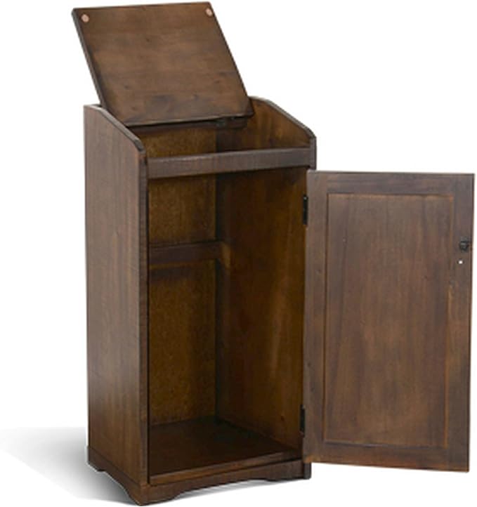Benjara Homestead Trash Box 34 Inch Tall Rough Sawn Mahogany Dark Brown