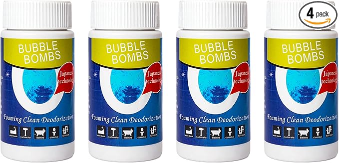 4pcs Bubble Bombs Drain Cleaner Quick Dredge Pipeline Powerful Sink Drain Cleaner Magic Fast Foaming Pipe Dredge Powder for Kitchen Toilet Pipeline Quick Cleaning Tool （120g*4）