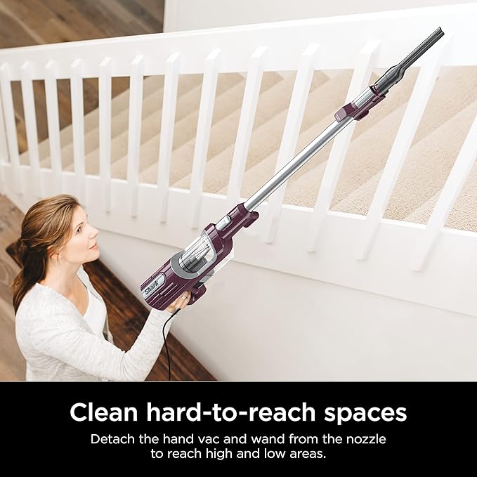 Shark HZ702 Ultralight PetPro Corded Stick Vacuum with PowerFins HairPro Odor Neutralizer Technology Crevice &amp Upholstery Tool Precision Duster Wine Purple (Renewed)