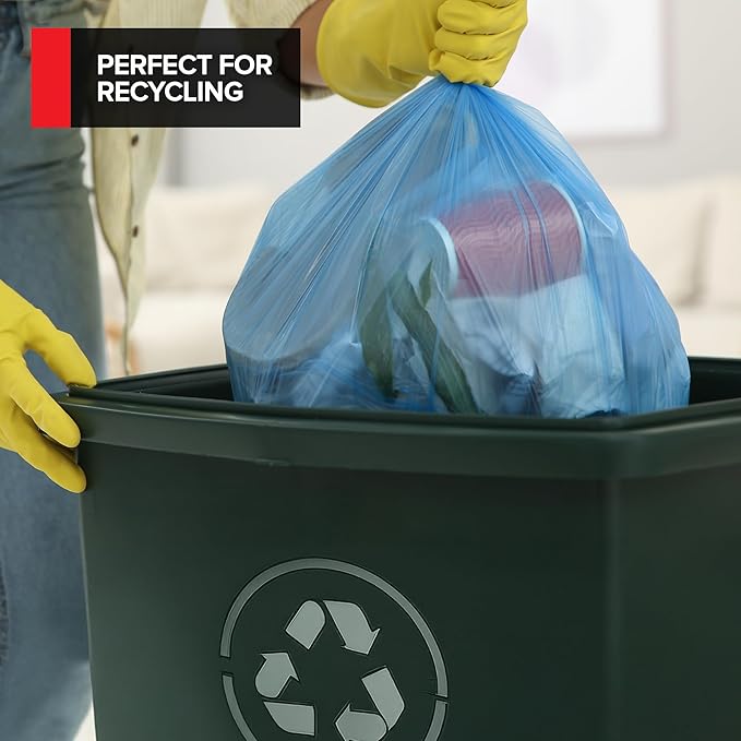 Heavy-Duty Blue Recycling Bags 120-Pack Blue Garbage Bags For Recycling | 33-Gallon Capacity| Commercial Industrial or Home Use