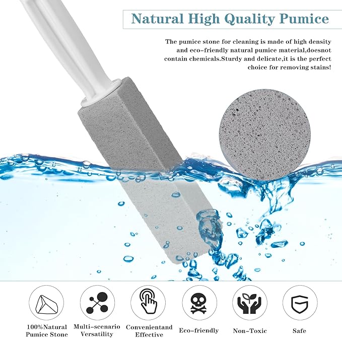20Pcs Pumice Stone for Cleaning Pumie Scouring Stick with Handle Toilet Stone Brush Block Hard Water Stain Remover for Toilet Bathtubs Sinks Swimming Pools Grills