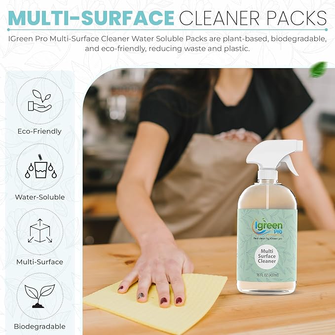 Multi-surface All Purpose Cleaner Tablets Water Soluble12 Pack Water Soluble Pods for Kitchen Bathroom Home Surfaces (12 Water Soluble Pack Lemongrass)