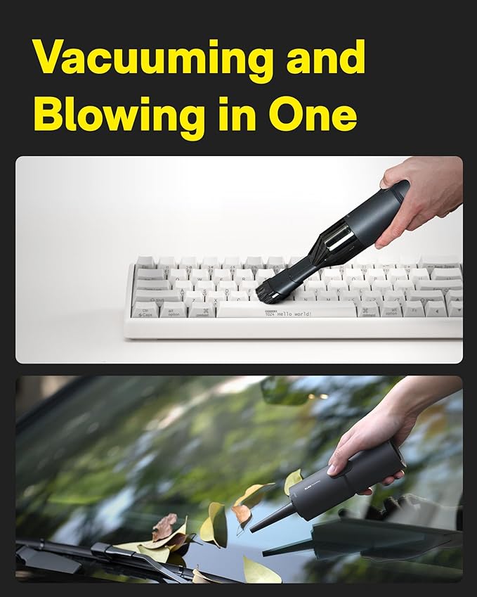 HOTO Handheld Vacuum Cleaner Cordless Desk Vacuum Cleaner Compressed Electric Air Duster 15000Pa Suction 4-in-1 Portable Vortex Vacuum Dust Buster Air Blower for Computer Keyboard Coffee Grounds