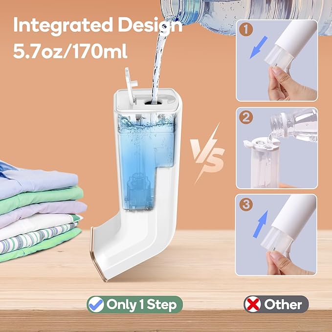 Mini Travel Steamer for Clothes110-240V Portable Dual Voltage Steamer &amp Iron 2 In 1Integrated 170ml Tank 25s Fast Heat1.2lbs Travel Size Fabric IronHandheld Steaming Wrinkles Remover For Garme