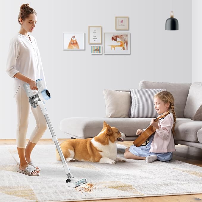 Cordless Stick Vacuum Cleaner 45KPA Powerful Suction 50Mins Runtime Lightweight 6-in-1 Vacuum with LED Touch Screen Anti-Tangle for Pet Hair Hard Floor Carpet Home Car