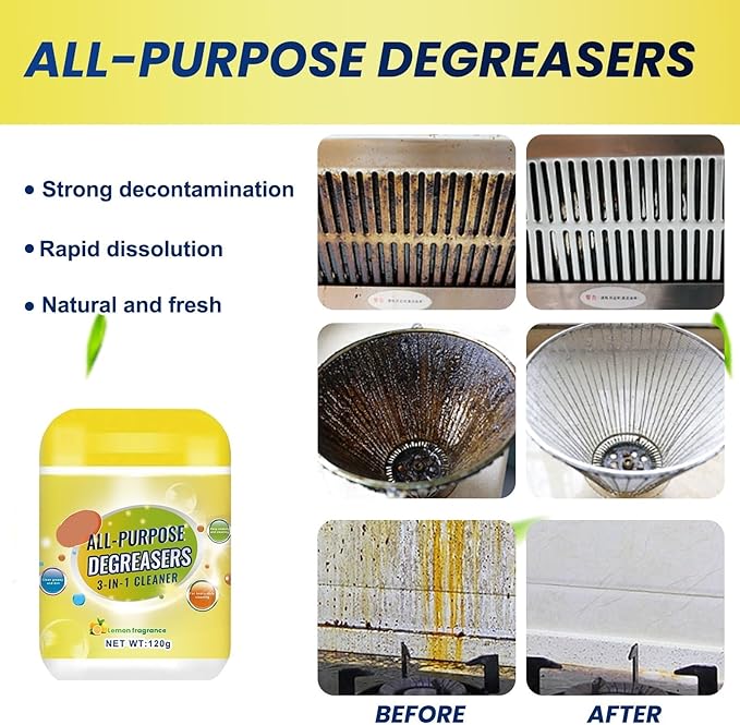 Multi-Purpose Degreaser Soaking Powder - Heavy-Duty Kitchen Cleaner For Sinks Cookware Grease &amp Stains(3PCS)