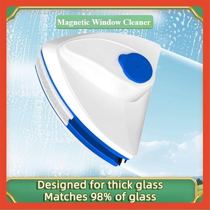 Glass Wipe Double-Sided Magnetic Home Use Cleaning Tool Thickened Water Storage Window Dual-Sided Cleaning Wiper(Green 15-26mm)