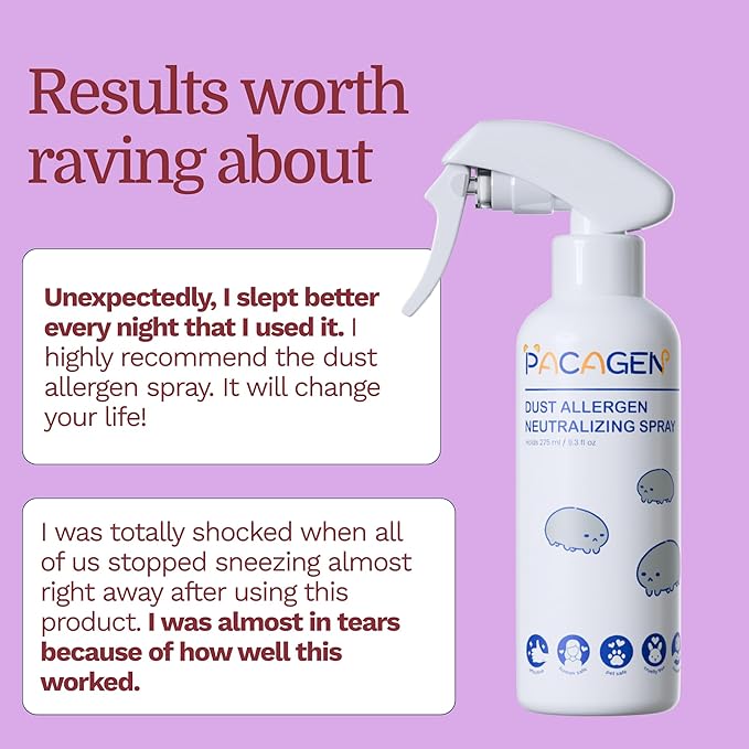 Pacagen Dust Allergen Neutralizing Spray for Humans - Perfect for Home Use Immediate Results Easy to Use and Pet Friendly - A Few Sprays Away from A Clear Day
