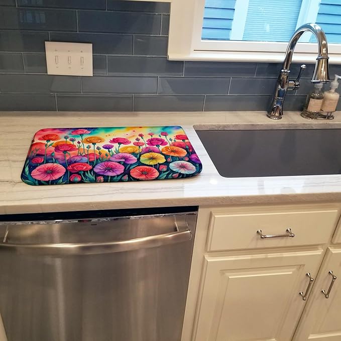 Caroline's Treasures DAC1420DDM Carnations in Color Dish Drying Mat Absorbent Dish Drying Mat Pad for Kitchen Counter Dish Drainer Mat for Countertop 14 x 21 Multicolor