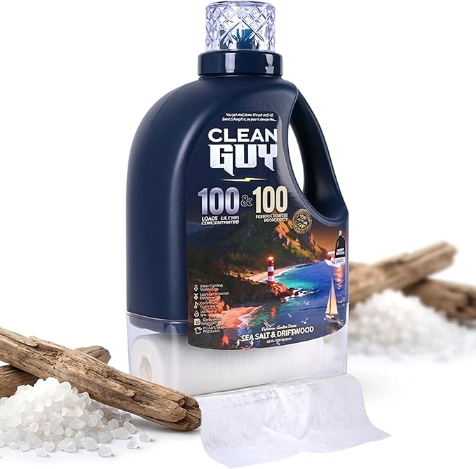 Laundry Detergent with Dryer Sheets | Ocean Fresh Scent Deep Clean Formula Softens &amp Freshens Clothes Long-Lasting Freshness -Sea salt &amp Driftwood (100 Loads PLUS 100 Dryer Sheets)