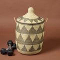 Decorative Basket Black and Beige 12 Inch Wide 14 Inch Tall