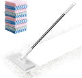 Disposables Dust Mop Automatic Cloth Changing Lazy Mop 100x16x8cm Detachable Press Face Towel Clamp Wipes Cleaning Mops 360° Rotating and 10 Reusable Cloth for Hardwood Bathroom Window