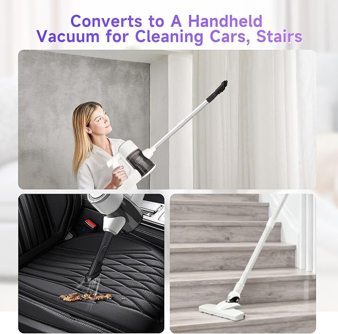 Lightweight Corded Stick Vacuum Cleaner | 33 ft Extra-Long Power Cable | 600W 17Kpa Suction | 1.5L Dust Cup | Washable HEPA Filter | for Hard Floors Tiles Convertible to Handheld