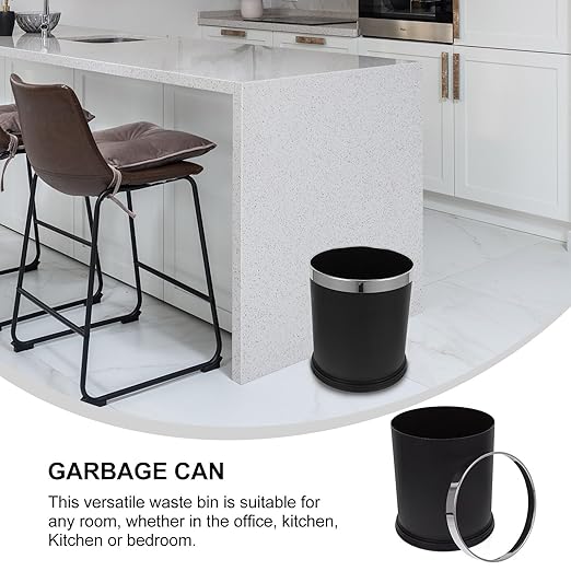 Retardant Waste Basket Large Opening Trash Can for Bathroom Kitchen Home and Hotel Rooms Thickened Material Garbage Bin for Office and Guest Organization