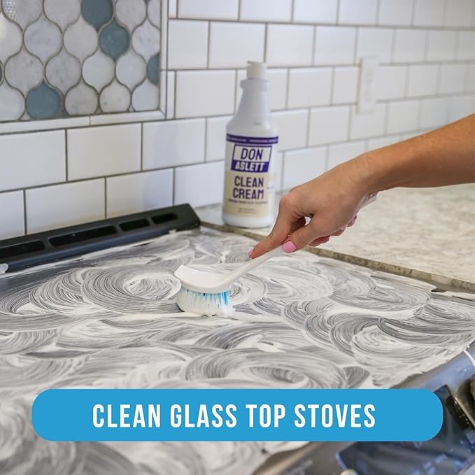 Don Aslett Clean Cream (32 Oz Bottle Pack of 2) Removes Kitchen Build-Up Bathroom Stains Soap Scum Grease | Whitening and Deodorizing Glass Stainless Steel Ceramic Surfaces and More.