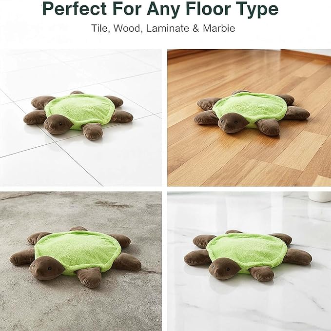 Floor Turtle Foot Mop – Cute Turtle-Shaped Foot Mop Pad with Double-Sided Microfiber Hands-Free Floor Cleaning for Hair Pickup Washable Reusable Pad for Home and Office Floors (Green *3)