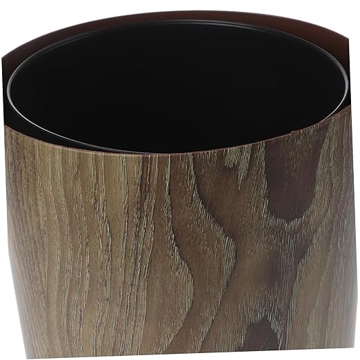 Cabilock Elegant Vintage Style Trash Can Large Capacity Imitation Wood Grain Waste Basket for Bathroom Kitchen Hotel Home