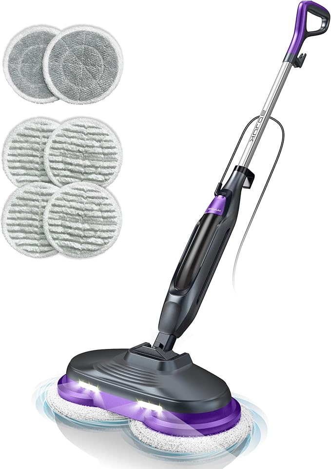 Scrubbing Steam Mop Steam Mops for Floor Cleaning with Rotating Pads 4 Cleaning Modes &amp LED Headlights Swivel SteeringSafe for all Sealed Hard Floors F2