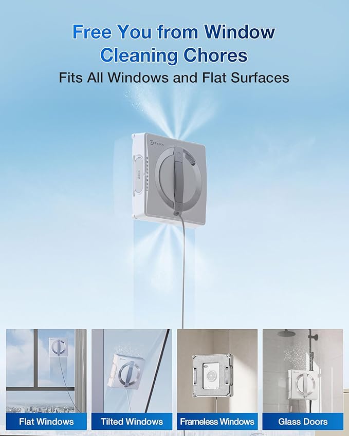 ECOVACS WINBOT W2 PRO Window Cleaning Robot 3 Nozzles Water Sprayer 10-Level Protection Win-SLAM 4.0 Path Planning Steady-Climbing Edge Detection App Control